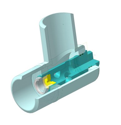 Штуцерная камера ШК 80х14, в разрезе Штуцерная камера ШК 80х14, 3D модель, в разрезе