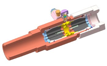 Кабельный ввод. В сечении.  Кабельный ввод АФЭН 21-65-400. 3D макет. Фонтанная арматура. Вид в сечении. Обуховская промышленная компания.