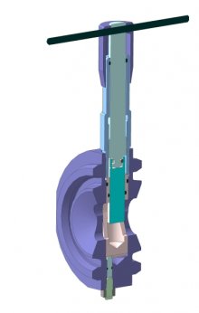 Штуцер ШРФ-20 в разрезе, 3D графика Штуцер регулируемый фланцевый ШРФ-20 в разрезе. Фонтанная арматура.