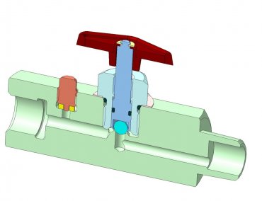 Вентиль стальной прямоточный ВПЭМ. В разрезе, с перспективой Вентиль стальной прямоточный ВПЭМ. 3D - графика. Фонтанная арматура.
